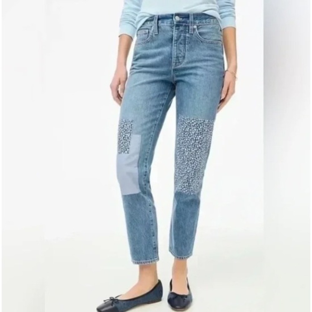 J.Crew Slim Boyfriend Premium Edition Patchwork‎ Jeans Blue 35P - Picture 2 of 8